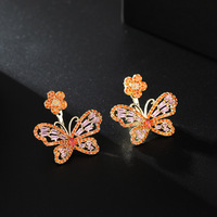 Joyería de Moda, Lindos Pendientes de Mariposa con Circonita Cúbica, Joyería para Mujer