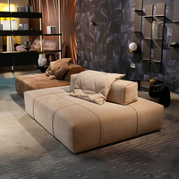 Italienisches Minimalistisches L-förmiges Modulares Ecksofa Modernes Samt-Wohnzimmersofa mit Chaiselongue