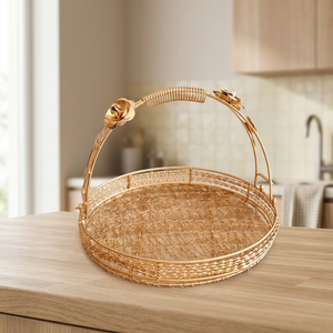 Panier de rangement rond en métal fait main, style rustique, pour l'organisation du salon - Product Image 2