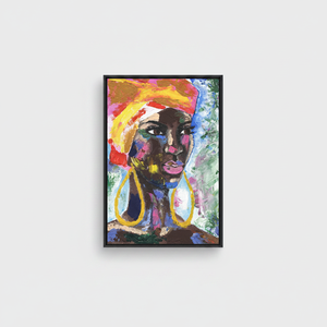 Bold African Woman Art Deco Panel <b>Canvas</b> Print Vibrant Wall Hanging Clear <b>Frame</b> - Product Image 2