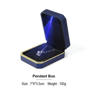 Caja de Joyería LED Octogonal EVERWIN con Marco Dorado, Diseño Sólido, Cierre de Tapa, Color Azul, para Set de Empaque de Joyería - Product Image 4