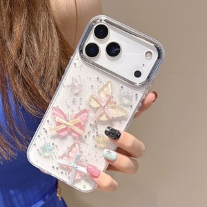 Newest epoxy butterfly starry glitter transparent resin mobile phone case shock <b>cover</b> for iPhone 17Air 16plus 15 14 13 12 - Product Image 4