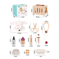 Ensemble de jeu vétérinaire en bois pour animaux de compagnie, kit de docteur d'imitation pour enfants avec chien en peluche et sac de transport, jouet éducatif Montessori pour jeu de rôle pour enfants