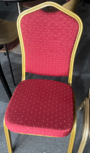 Commercial Modern <b>Stackable</b> Aluminum Banquet <b>Dining</b> <b>Chair</b> Champagne Gold Frame Red Upholstered Fabric Hotel Restaurant Villa - Product Image 6