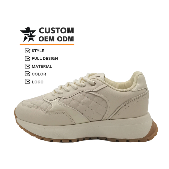 Custom Women's New Fashion Thick Sole Running Shoes Versatile Tall Design Slip-Resistant Comfortable Lace-Up Closure Fabric
