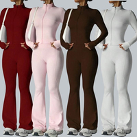 Conjunto de Leggings com Zíper de Manga Longa e Efeito Push Up Direto da Fábrica, Roupas de Yoga e Fitness, Conjuntos Nude, Roupas Ativas para Corrida e Esportes