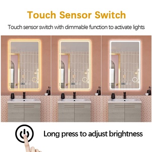 Specchio <span class=keywords><strong>LED</strong></span> da Bagno Moderno Antiappannamento con Interruttore Touch Intelligente e Display di Temperatura e Ora - Product Image 4