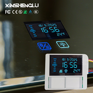 Interrupteur de miroir intelligent à double capteur tactile LCD personnalisé OEM ODM, 12V DC 5A 60W, avec fonctions LED à intensité variable et anti-buée pour miroir de salle de bain - Product Image 2