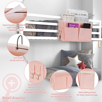 Organisateur de chevet pliable en toile anti-poussière avec sangles de fixation et porte-bouteille d'eau, pour lits superposés, maison, dortoir, hôpital, berceau