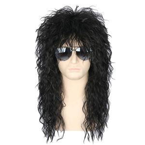 Peluca Punk Rocker de los años 80 de alta calidad para hombre, peluca negra de salmonete para <span class=keywords><strong>disfraz</strong></span> de <span class=keywords><strong>Halloween</strong></span>, a la venta, a la venta - Product Image 1