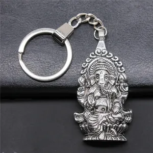 WYSIWYG 62x32mm Antique Silver Plated Antique Bronze Plated Zinc Alloy Ganesha Buddha Elephant S Keychain P2-ABD-C10445