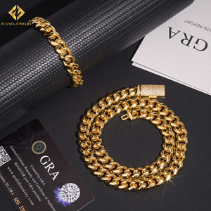 Wholesale Price 10MM Moissanite Cuban Link Chain Necklace&Bracelet <b>Men</b> Hip Hop Iced Out Vvs Diamond 316L Man Cuban Bracelet - Product Image 5