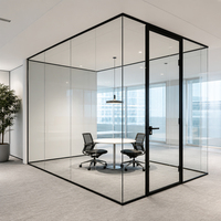 Cloison en verre trempé sans cadre, insonorisée, profilé en aluminium, séparateur de bureau en verre, salle de conférence, projet commercial