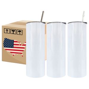 Vaso Delgado Recto Blanco Brillante de 20 oz con Borde en Ángulo de 90 Grados, Vasos para Sublimación de Cobertura Total - Product Image 1