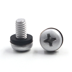 Vis d'étanchéité Phillips à tête cylindrique M2 M3 M4 M5 M6 M8 en acier au carbone métrique 304 316, zinguées à <span class=keywords><strong>blanc</strong></span>, étanches avec joint torique <span class=keywords><strong>noir</strong></span> - Product Image 1