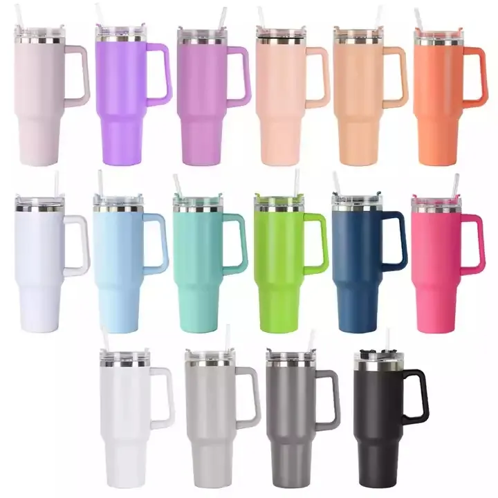 New arrival vacuum metal cup stainless travel mug Adventure Quencher 40oz insulated handle tumbler with lids and straw