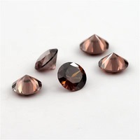 Pierre de zircone cubique de couleur café brun, taille ronde brillante synthétique de Wuzhou, traitée thermiquement, haute dureté, pour bijoux