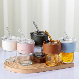 450ml rõ ràng trống tái sử dụng du lịch Tumbler với rơm nắp tay Áo rò rỉ bằng chứng nhiệt cách nhiệt hiện đại phong cách Bắc Âu cho cà phê và nước trái cây - Product Image 2