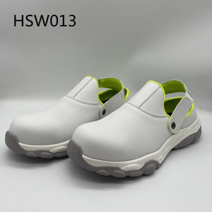 Chaussures de travail anti-choc avec bande réglable, populaires dans les laboratoires et les usines alimentaires, sabots en cuir microfibre blancs HSW013 - Product Image 1