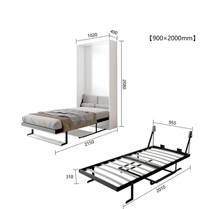<span class=keywords><strong>Lit</strong></span> mural multifonctionnel pliable vertical, <span class=keywords><strong>lit</strong></span> Murphy avec bureau et étagère - Product Image 6