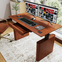Bureau debout électrique ergonomique en bois massif moderne, réglable en hauteur, avec tiroir et panneau de commande de bureau à double moteur