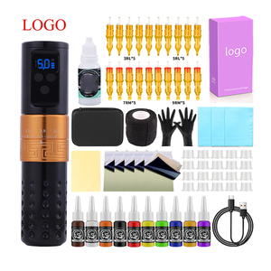 ปากกาสักโรตารี่ไร้สายสีทอง แบตเตอรี่ 1300mAh พร้อมหน้าจอ LED ดิจิตอล และตลับหมึกแบบผสม - Product Image 2