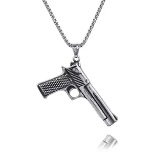 Gun pistol arms Mens 9mm Semi-Automatic movable pendant desert eagle gun Stainless Steel pistol Embellished