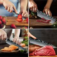 Couteau de chef japonais à motif Damas de 8 pouces avec boîte cadeau, étiquette privée personnalisée, accessoires de cuisine professionnels