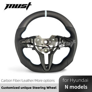 Volante Personalizado de Fibra de Carbono Mate con Agarres de Cuero Perforado para Hyundai I30N I20N ElantraN N-line <span class=keywords><strong>Fastback</strong></span> - Product Image 2