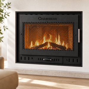 Cheminée à <span class=keywords><strong>bois</strong></span> intégrée haute efficacité avec grande foyer et verre transparent sans fumée pour salon de villa - Product Image 3