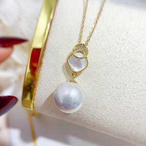 Pendentif en argent S925 avec perles rondes de 9 à 15 mm, accessoire de collier en jade tendance à faire soi-même, support 31031 - Product Image 3