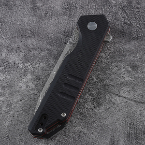 Navajas de bolsillo personalizadas al por mayor, cuchillo plegable con botón pulsador, hoja de Damasco de 3 pulgadas, cuchillo táctico EDC de supervivencia y caza con mango G10 - Product Image 6
