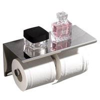 Porte-papier toilette double moderne, support mural pour téléphone portable, en acier inoxydable 304, finition chromée polie, accessoires de salle de bain