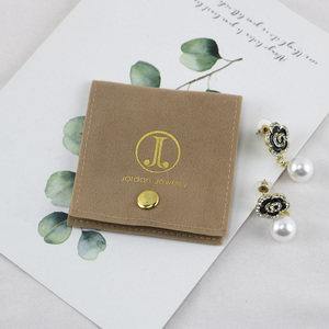 Luda Small Fashion Suede Button Flat Packaging 8x8cm <b>Envelope</b> Custom Velvet Jewelry Pouch Bag - Product Image 2