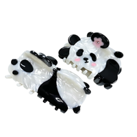 Pince à cheveux en acétate motif panda de dessin animé mignon et dodu, style chinois de luxe léger, pince requin élégante pour chignon, accessoires capillaires pour femmes