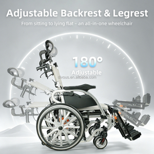 High-Quality Lightweight Foldable Aluminum Alloy Reclining Manual Wheelchair <b>For</b> Elderly and <b>Disabled</b> Commode Wheelchair - Product Image 4