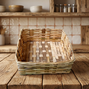 Cesta de Almacenamiento de Bambú Hecha a Mano, Ecológica, Rectangular, Organizador Tejido para Decoración del Hogar, Cocina, Pan, Frutas - Product Image 3