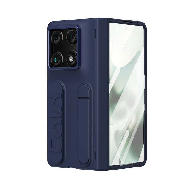 For Motorola Razr Fold Phone Case Integrated Protective PC Material Plain Design Wrist Strap Hinge Film