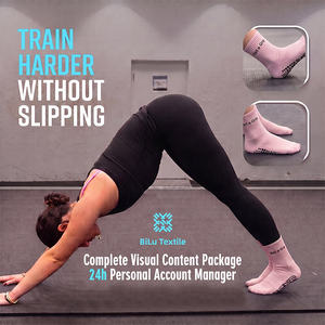 Chaussettes de yoga et de pilates personnalisées BiLu pour femmes, antidérapantes, respirantes, en coton, pour la barre, l'entraînement, le studio et le fitness - Product Image 3