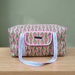 Beautiful Luxury Sport Bohemian Duffle Bag Handmade Quilted Weekender Travel <b>Backpack</b> <b>Large</b> Floral Pattern Zipper Closure Cotton - Product Image 2