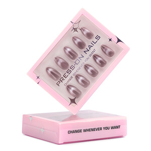 JoyStar – Nouveaux <span class=keywords><strong>faux</strong></span> <span class=keywords><strong>ongles</strong></span> minimalistes haut de gamme, œil de chat français, gris transparent, forme amande, réutilisables, courts, pour salon de manucure - Product Image 4