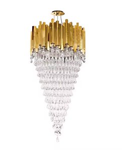 Produits personnalisés moderne grand hall de salle de banquet <span class=keywords><strong>lustre</strong></span> de luxe en cristal en forme de larme à plusieurs niveaux balancent hélice <span class=keywords><strong>lustre</strong></span> - Product Image 2
