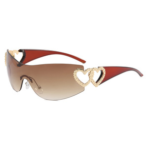 Lunettes de soleil de mode Y2K en forme de cœur, design intégré, résistantes aux UV, pour l'extérieur - Product Image 5