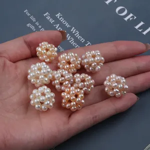 Großhandel geflochtene lose Perlen kugeln Süßwasser perle handgemachte DIY Schmuck Zubehör Ohrring Materialien