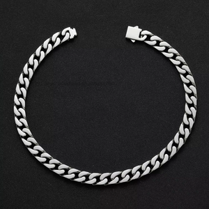 Collar de Cadena de Acero Inoxidable Liso de 12 mm con Cierre de Resorte, Collar de Cadena Plana Ligera de Acero Inoxidable, Moda Tanjing - Product Image 2