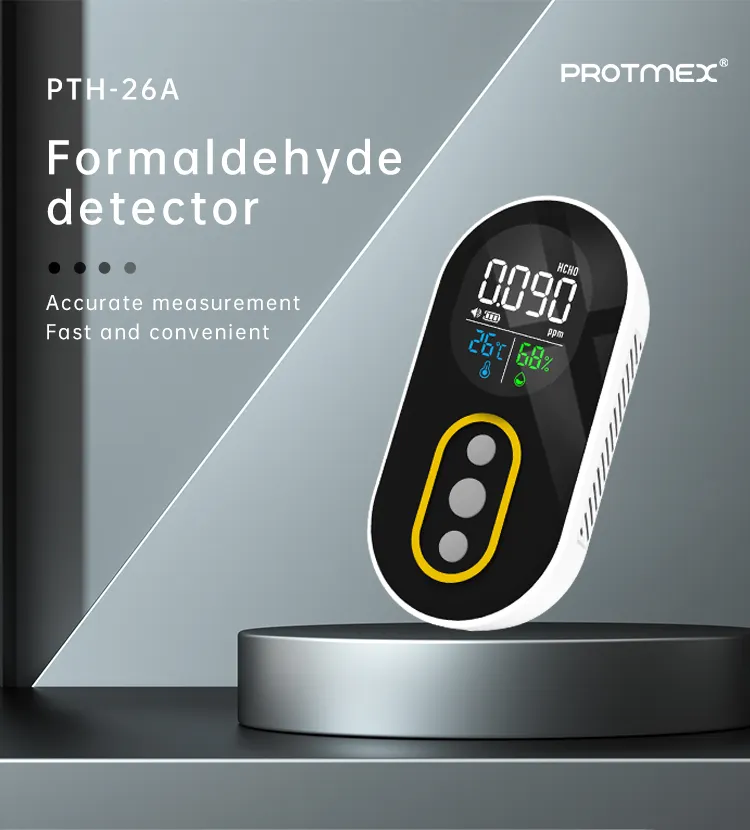 PTH-26A Formaldehyde Detector Met Temperatuur En Vochtigheid Luchtkwaliteitsdetector Voor Huis Schadelijke Gasmeter