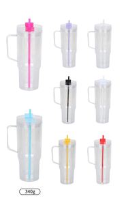 20pack Custom logo BPA Free Pre-drilled Acrylic 40oz clear Snow Globe Glitter Plastic <b>Cup</b> with Colored <b>Lids</b> <b>and</b> <b>Straws</b> - Product Image 2