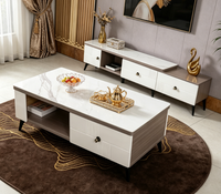 Meuble de salon moderne en dalle frittée, meuble TV rétractable, console de rangement, table basse et meuble TV