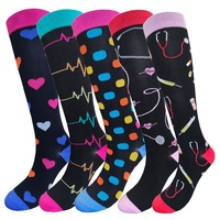 Chaussettes de compression pour femmes, personnalisées, 15-20 mmHg, en nylon élastique, à hauteur du genou, pour le sport, en spandex, pour infirmières