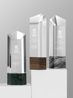 Trophée en cristal de marbre imprimé UV haut de gamme, personnalisé pour les réunions annuelles d'entreprise, la reconnaissance des employés et les cérémonies de retraite